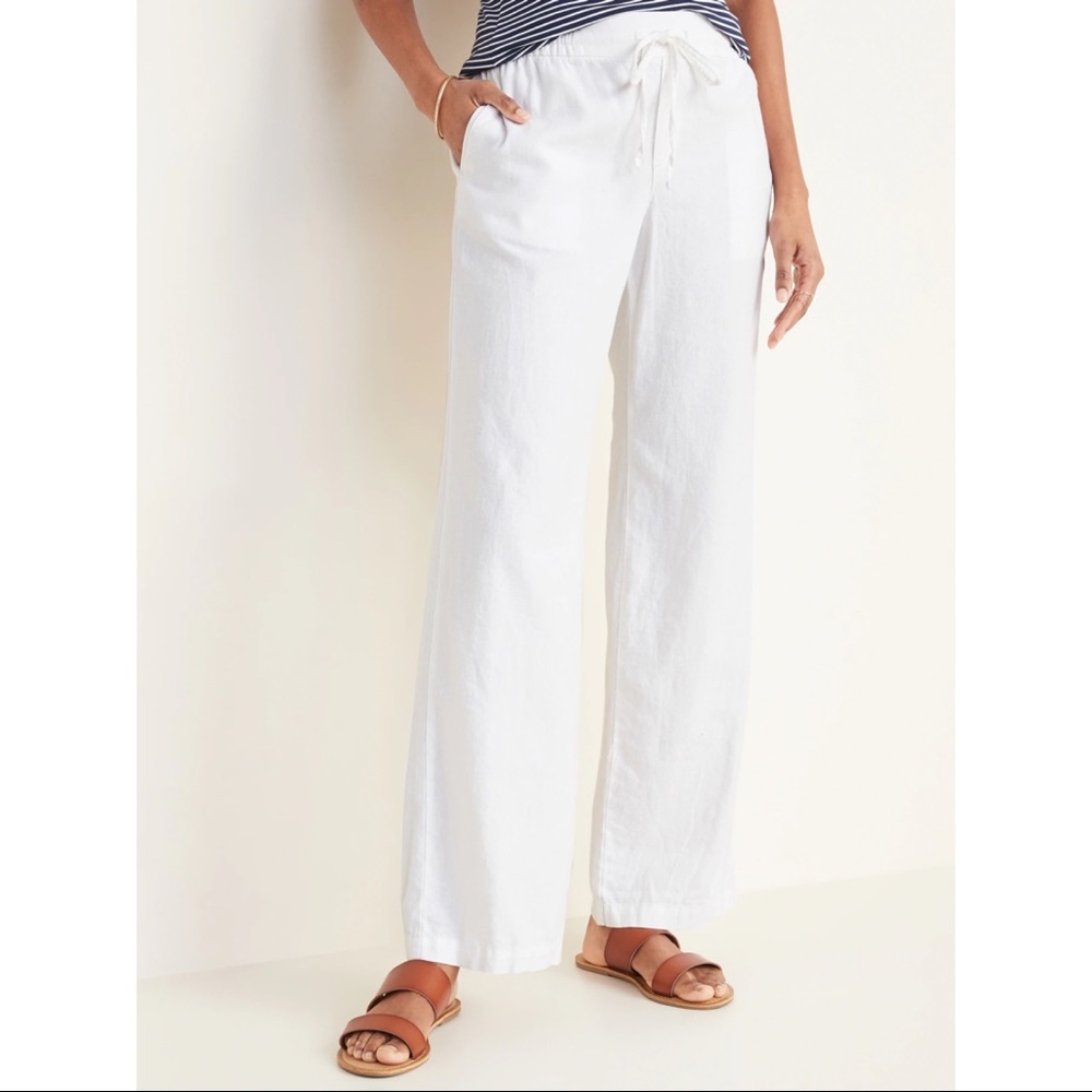 Old Navy mid-rise wide leg linen pants